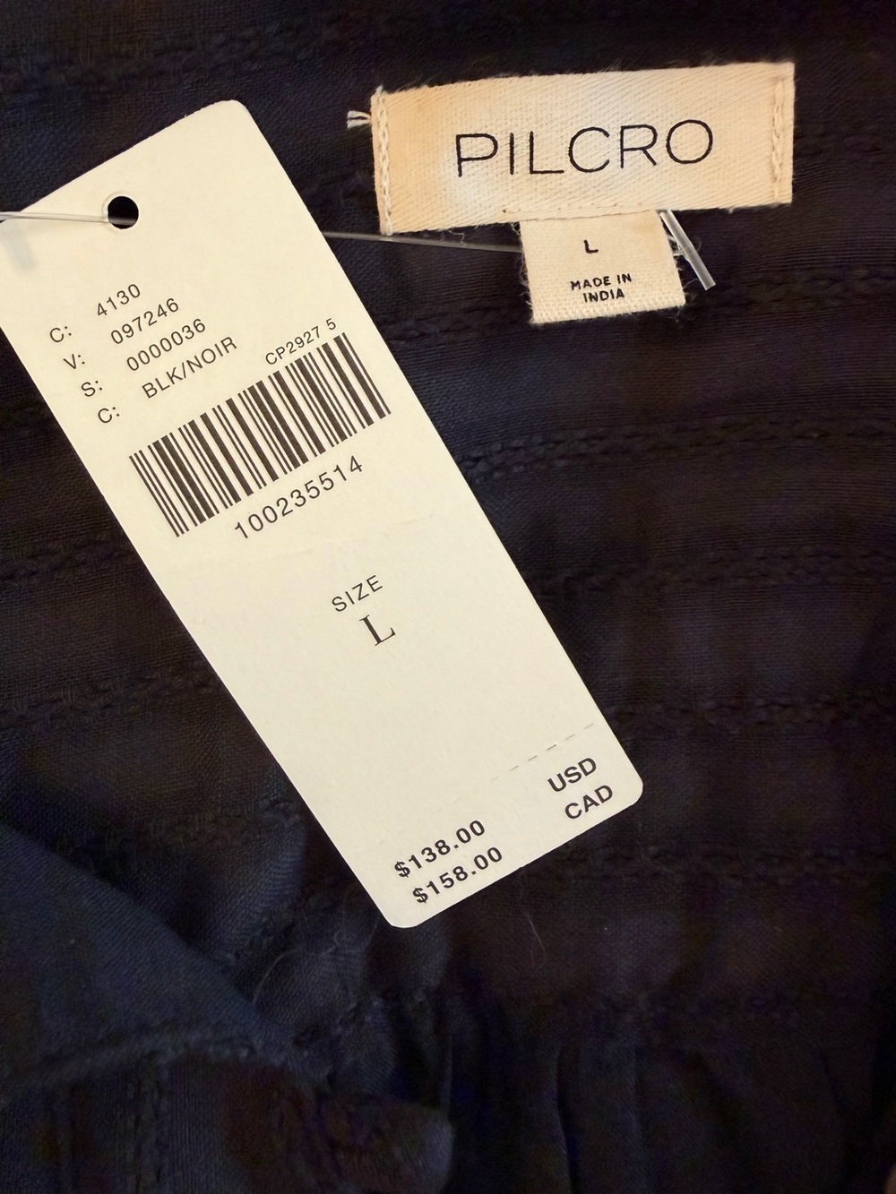 Pilcro NWT Black Button-Front Short Sleeve Dress with Peter Pan Collar - Picture 5 of 8